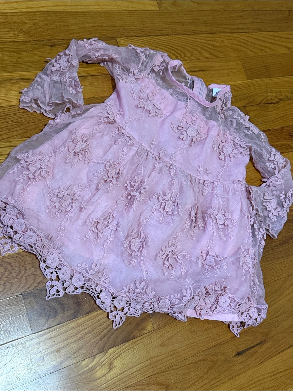 Girls' Pink Lace Floral dress
